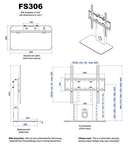 RICOO Supporto da tavolo per TV FS306-B Montaggio