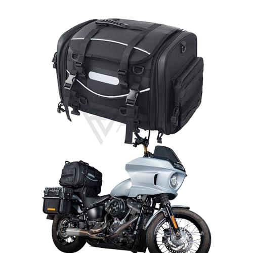 Bolsa Expandible para Maletero de Motocicleta 40-60L, Equipaje de Viaje Universal, Bolsa de Portaequipajes, Bolsa para Casco, Mochila con 6 Correas, Cubierta Impermeable miniatura 1