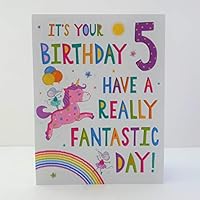 Regal Cards Girl Age 5 It's Your Birthday Card - Unicorn