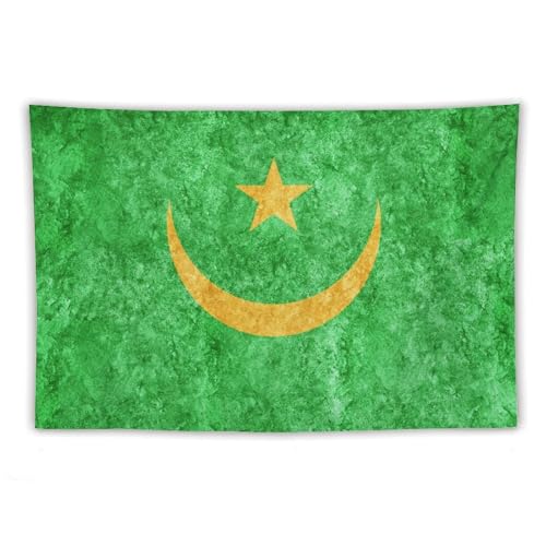 Tapisserie murale drapeau de Mauritanie pour masquer un mur vide sans faire de trous
