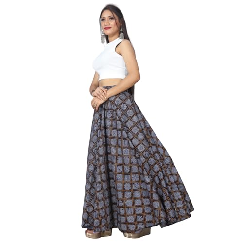 Image of JYESHTA Women's American Crepe Flared A Line Stitched Long Skirt with 12 Mtr Flare 40 in Height | Skirts for Women Long Length | Long Skirts for Girls