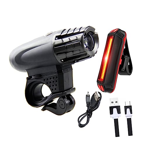 VICASKY USB Rechargeable LED Bike Light Set Front Rear Headlight with Brightness Swivel Light Modes for Mountain Road Biking Enhanced Visibility