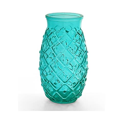 Grehom Recycled Glass Vase - Pineapple (Blue); 17 cm Vase Cover