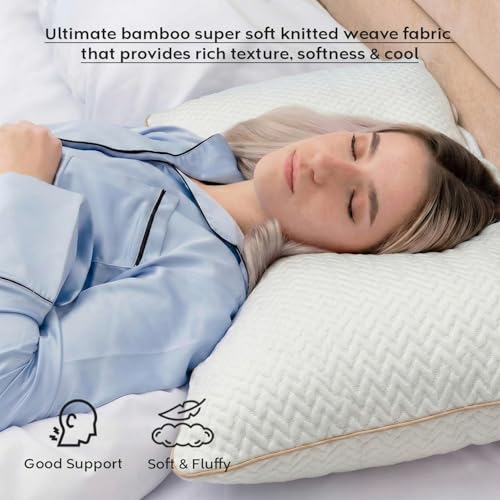 Image of AYKA Super Soft Microfiber Bed Pillow | Virgin Fiber Filled Plush Pillow | Adequate Firmness & Neck Support | Hypoallergenic, Washable | Ideal for Side, Back & Stomach Sleepers | White | Pack of 2