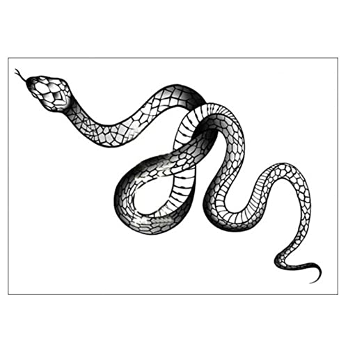 Paquete de 3 pegatinas de tatuaje temporal impermeables de serpiente negra grande, pegatinas de tatuaje de maquillaje