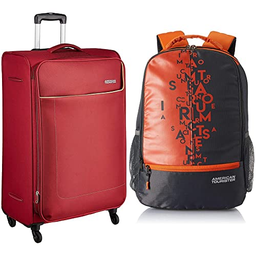 Image of American Tourister Jamaica Polyester 80CM Wine RED Soft Suitcase