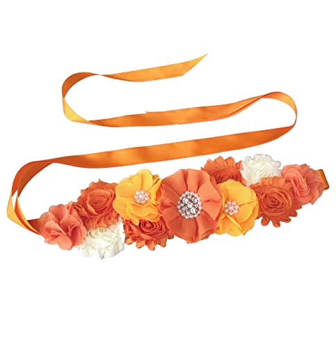 Orange Baby Shower Sash Maternity Sash Orange Pregnancy Sash Belt Baby Shower