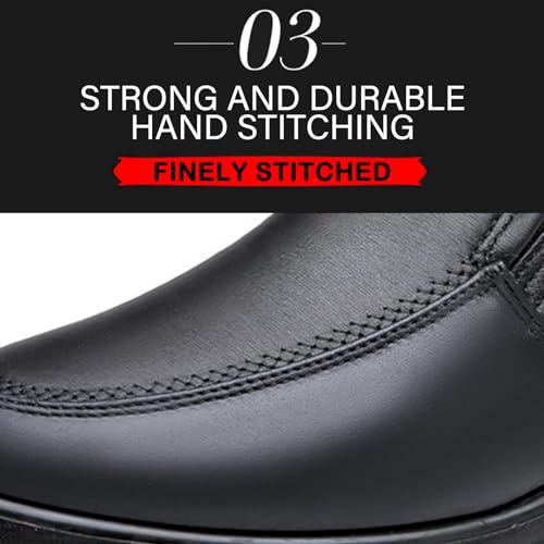 Men's Leather Warm Fur Lined Slip On Snow Boots Winter Hand Stitching Low Top Anti-Slip Outdoor Water Resistant Sneakers Boots Lightweight Casual Walking Loafers Shoes4