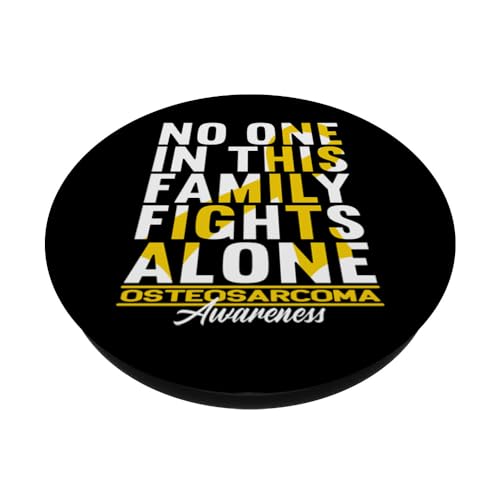 No One In This Family Fights Alone I Osteosarcoma PopSockets Swappable PopGrip, Black - Image 2