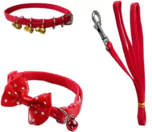 DRK Shopmart Pets Nylon Red Ghungroo Neck Collar Belt, Leash and Bow Tie with Adjustable Stainless Steel Hook Set Ideal for Training/Walking Dogs and Puppies (Red) (B0C96KW5YM) Amazon Price History, Amazon Price Tracker