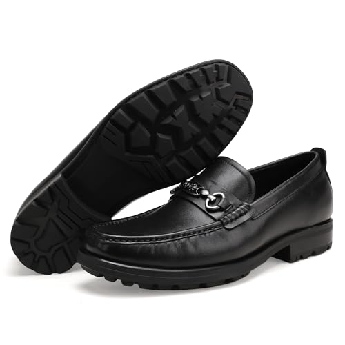 Image of Formal Dress Shoes for Men, Premium Buckle Moc-Toe Business Shoes Casual Slip-on Penny Loafer