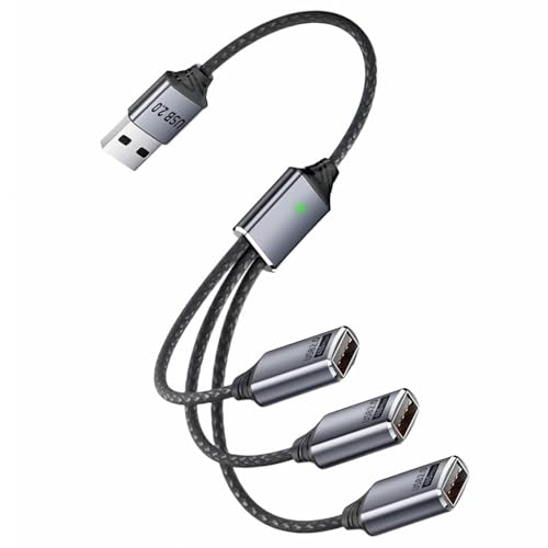 Image of Verilux 3 in 1 USB to USB Cable, Male to 3 Female Nylon Braided Cable Support 480Mbps Data Transfer for Laptop, PC, Computer, Mac, PS5, Xbox, Keyboard, Car, Mac, Xbox, Laptop, Tablet, Smartphone