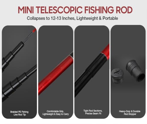Caña de Pescar Telescópica Tenkara Ultraliviana Fibra de Vidrio wisbait Modelo wisbait0330 11.8 pies Kit de Caña de Pescar Fly Fishing miniatura 3