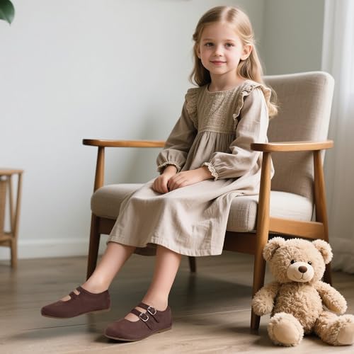 PANDANINJIA Toddler Girl Dress Shoes Mary Jane Flats Little Kid Flower Girl School Church Shoes2