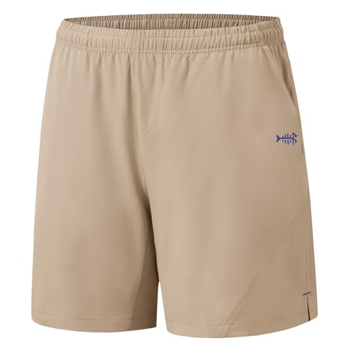 BASSDASH Men’s 7” Fishing Shorts UPF 50+ Lightweight Water Resistant Quick Dry for Hiking with...