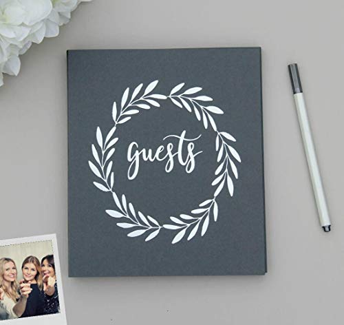 Rustic Wedding Guest Book Alternative. Softcover Flat-Lay Cardstock, 8.5"x7", 65 Grey Sheets
