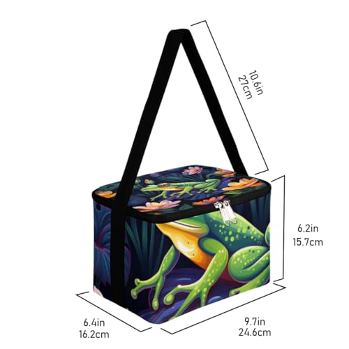 Lunch Bags for Women Men 9 Cans,Green Frog Hot & Cold Food Delivery Bag Insulated Grocery Bag Insulated Lunch Box Frog Cooler Bag for Office Work Picnic Beach