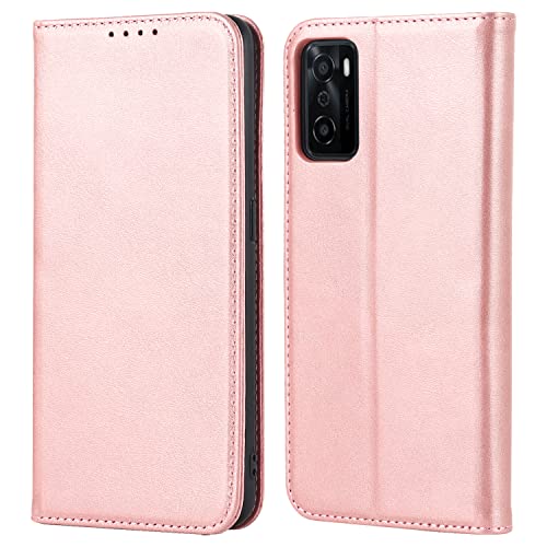 【Hamany】oppo a55s 5g ケース 手帳型 オッポA55s 5G スマホケース カード収納 A102OP / CPH2309 ケース 手帳型 耐衝撃 耐久性 耐摩擦 横置きスタンド機能 マグネット式 レザー カバー -ファッションローズゴール