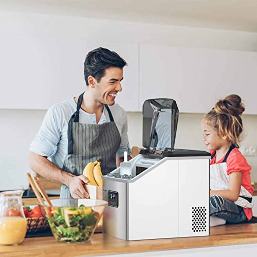 Edelstahl-Eismaschine, automatische Eismaschine mit Eisschaufel und Korb, 48 lbs / 24 h, Selbstreinigungsfunktion… – Bild 5