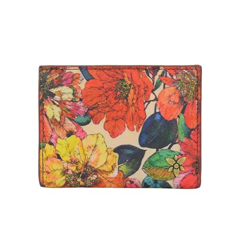 Anna by Anuschka Heritage Collection Women's Genuine Leather Mini Two-Fold Wallet - Camellia Tan Print