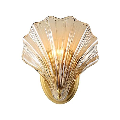Image of HELCEKOU wall sconces All-Copper Fan-Shaped Glass Lampshade Wall Lamp Lantern -Shaped Fixture Dining Living Room Indoor Deco Lighting