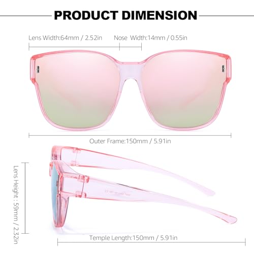 Trysee® Oversized Sunglasses Over Prescription Glasses for Women Polarized Fit Over Shade with UV Protection TS30914