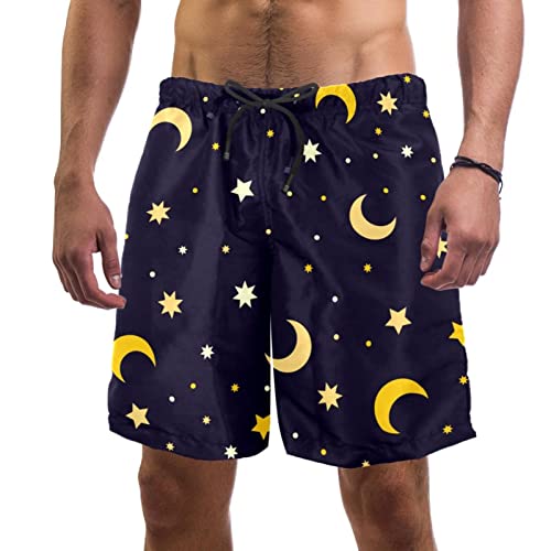 Maillots de bain pour hommes HadHfun à motif lune et étoiles pour la plage
