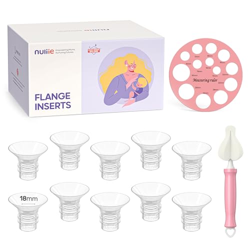 Image of Nuliie 10PCS 18mm Flange Inserts for 24mm Flange/Shield of Most Pumps, BPA-Free Flanges Sizing Kit, Compatible with Momcozy/Elvie/Spectra/Bellababy/TSRETE/Nuliie Breast Pumps