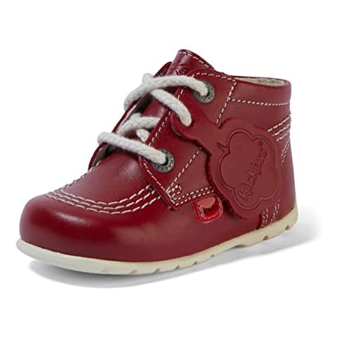 Kickers Kick Hi Unisex Baby Ankle Boot, Extra Flexibility For Baby, Easy On And Off, Red, 4 UK Child Cover
