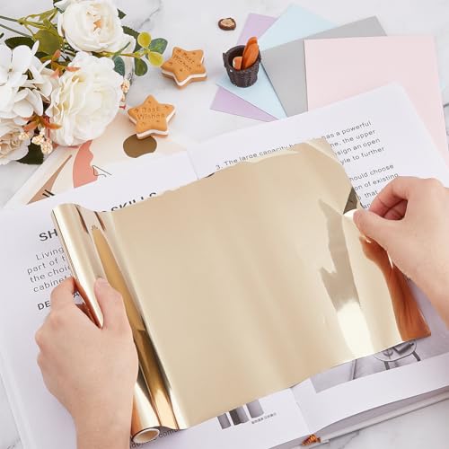 SUPERFINDINGS 1Roll 5m Bisque Toner Reactive Foil Paper 19.3cm Wide Transfer Foil Roll Glimmer Reactive Foil for Laser Printer and Laminator DIY Embossing Scrapbooking Craft Projects - Image 3