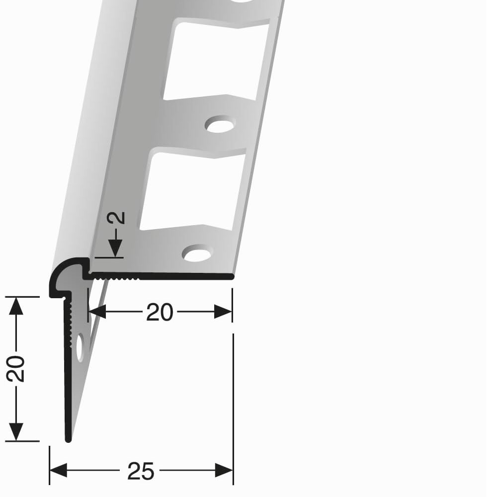 Wandprofil 25 x 25 x 2700 mm Einfasshöhe 2 mm Tapetenprofil Aluminium Glatt Winkelprofil Geschlossen Gestanzt Metallprofil pulverbeschichtet weiß glänzend RAL9016 Verbindungsprofil Küberit