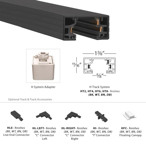 Image of WAC Lighting H Track 120V Live End Conduit, NM /NMC or BX Wire to Power Track from Electric Box for H Style 3-Wire Track Systems in Brushed Nickel
