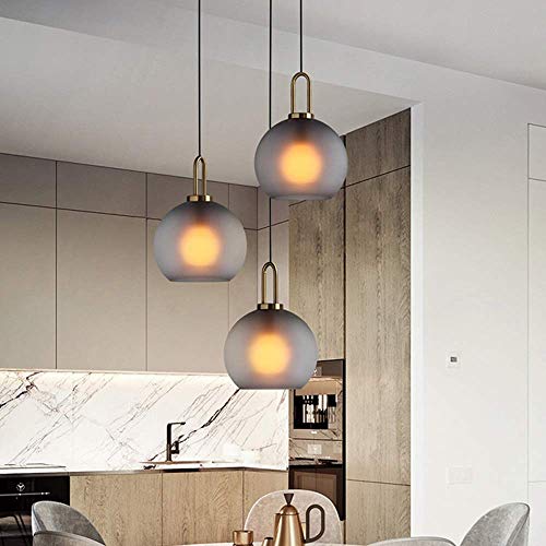 Plafonnier couloir escalier CLSDRZC, lustre suspension en verre rond 30x30x39cm