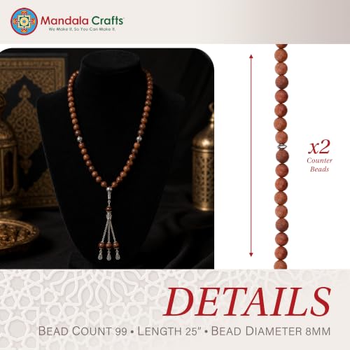 Image of Mandala Crafts Tasbih Muslim Prayer Beads 99 for Men & Women - Islamic Rosary Misbaha Tasbeeh Sibha - Zikr Dhikr Subha Beads for Ramadan Eid Gift