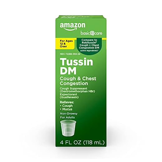 Amazon Basic Care Tussin DM, Cough Suppressant & Expectorant, 4 Fl Oz