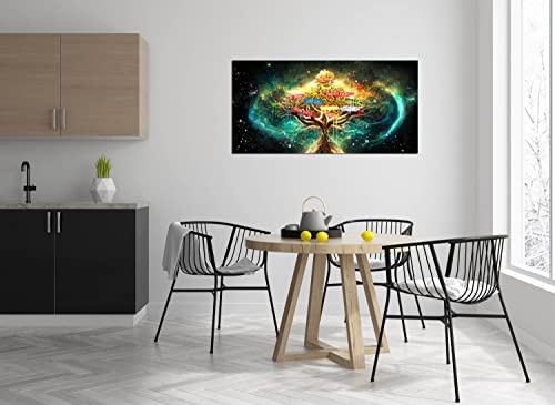Jkwall77 Tree Of Life Canvas Wall-Art For Living Room - Graffiti Canvas Wall Art Bedroom - Abstract Wall Painting Ready To Hang Size 40" X 20" #TOP2