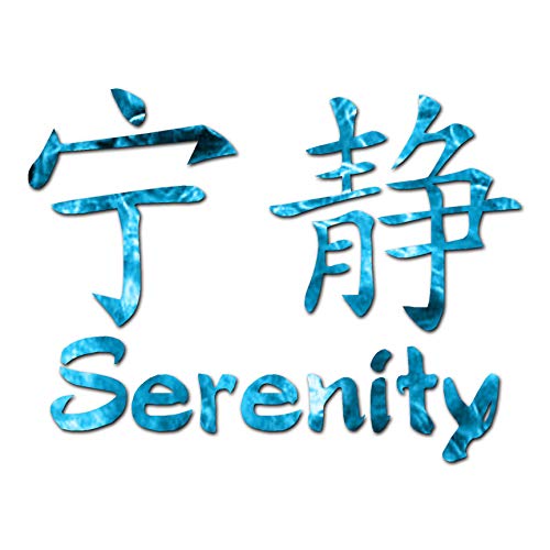 Chinese Symbols "Serenity" Vinyl Decal Sticker 5" x 3.75" - Blue Flames