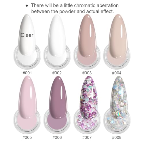 Lavender Violets Dip Powder Nail Kit for Beginners French Nail Kit– Clear,Nude, Pink,Diamond, Sliver Glitter Colors Nail Powder + Primer, Base/Top Coat, Activator, Tray, No UV Lamp Needed 09 — view 2