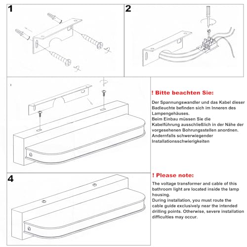 Talwei Spiegelleuchte Badleuchte, Badlampe Wand Edelstahl, Spiegellampe Bad 42cm 9W Für Die, Led Lampe 230V Naturweiß 4000K Wandlampe Badezimmer IP44 Wasserdicht (Neutralweiß)