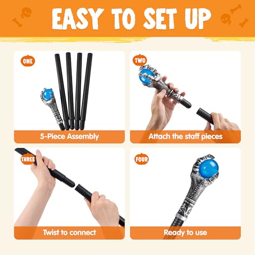 image for Spooktacular Creations Halloween Staff, Blue Fire Dragon Claw Round Wa