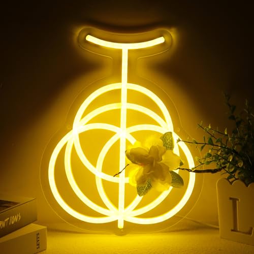 Image of WonderfulLife Japanese Game Ring Neon Sign for Gamer Zone Decor,Led Lights for Man Cave Internet Bar or Bedroom Decoration.5V USB Powered,Easy Hanging.