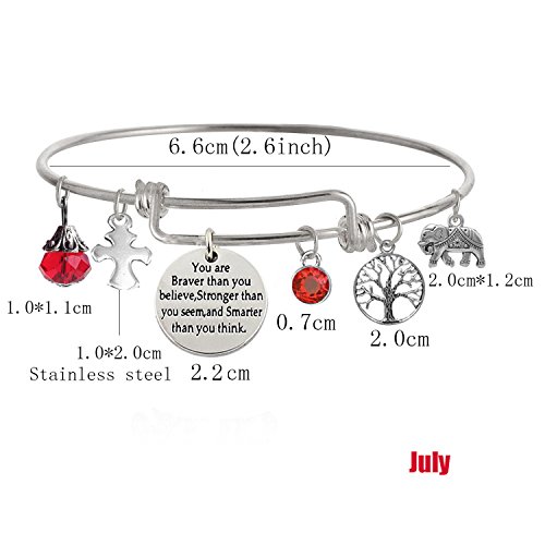 Image of inchYou Are Braver Than You Believe Stronger Than You Seem and Smarter Than You Think Inspirational Bracelet Expandable Bangle for Women