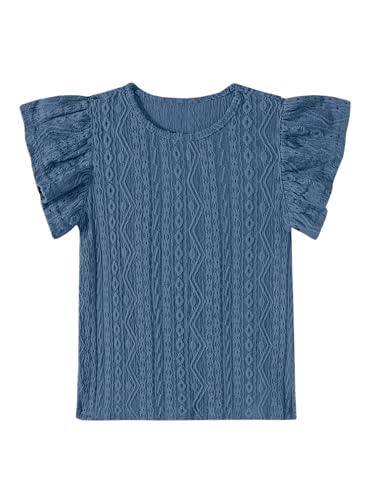 Image of Girls' Summer Shirts Cute Tops Ruffle Sleeve Crew Neck Casual Tees