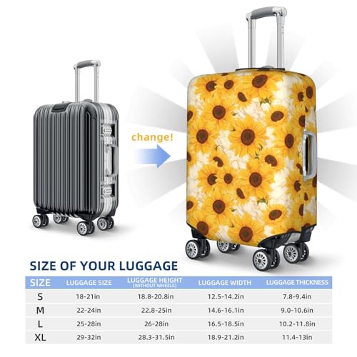 Travel Luggage Covers - Vintage Marble Pattern Sunflower Elasticity Suitcase Covers Protector for Luggage 18-32 Inch2