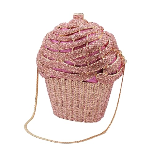 Image of Women Ice Cream Crystal Evening Bag Luxury Rhinestone Clutch Wedding Party Minaudiere Purse and Handbag for Cocktail