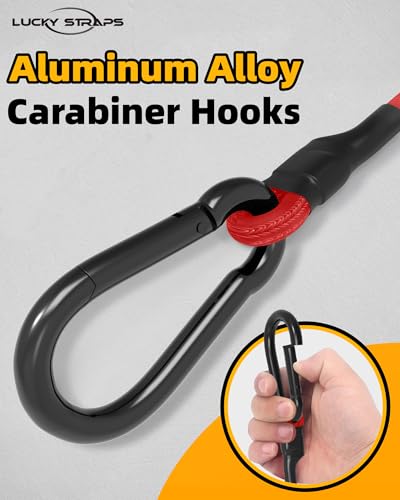 Image of 8 Pcs 12 Inch Carabiner Bungee Cord with Aluminum Alloy Hooks, Red Bungee Straps with Superior Elasticity & Excellent UV Protection for Luggage Rack, Cargo, Hand Carts, Bike, Camping, Outdoor
