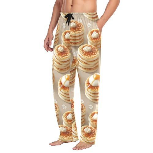 Men's Pajama Bottom Pancake Stacks with Syrup Cotton Pajama Pants Drawstring Sleepwear Long Pants Pockets4