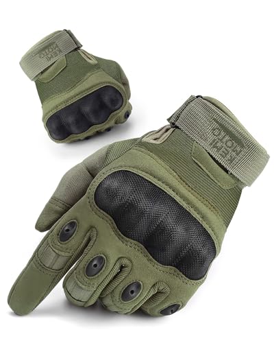 KEMIMOTO Taktische Handschuhe, Militär Einsatzhandschuhe mit Kohlefaser Knöchelprotektor und Touchscreen, Atmungsaktiv, Vollfinger, für Bushcraft, Jagd und Security