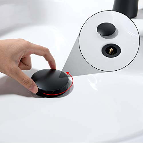 GORDEE Bathroom Sink Stopper P-Trap Complete Set Adjustable 1-1/4 Bottle Trap Solid Brass Sink Drain Kit Tube and Pop Up Drain Stopper Set without Overflow, Matte Black