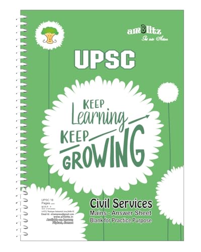 Image of amblitz UPSC Mains Answer Sheet | 200 Pages | Pack of 2 Notebooks | Blank with Pre-Printed Margin for Practice | Spiral Notebook | A4 Size | 70 GSM Thick Paper |